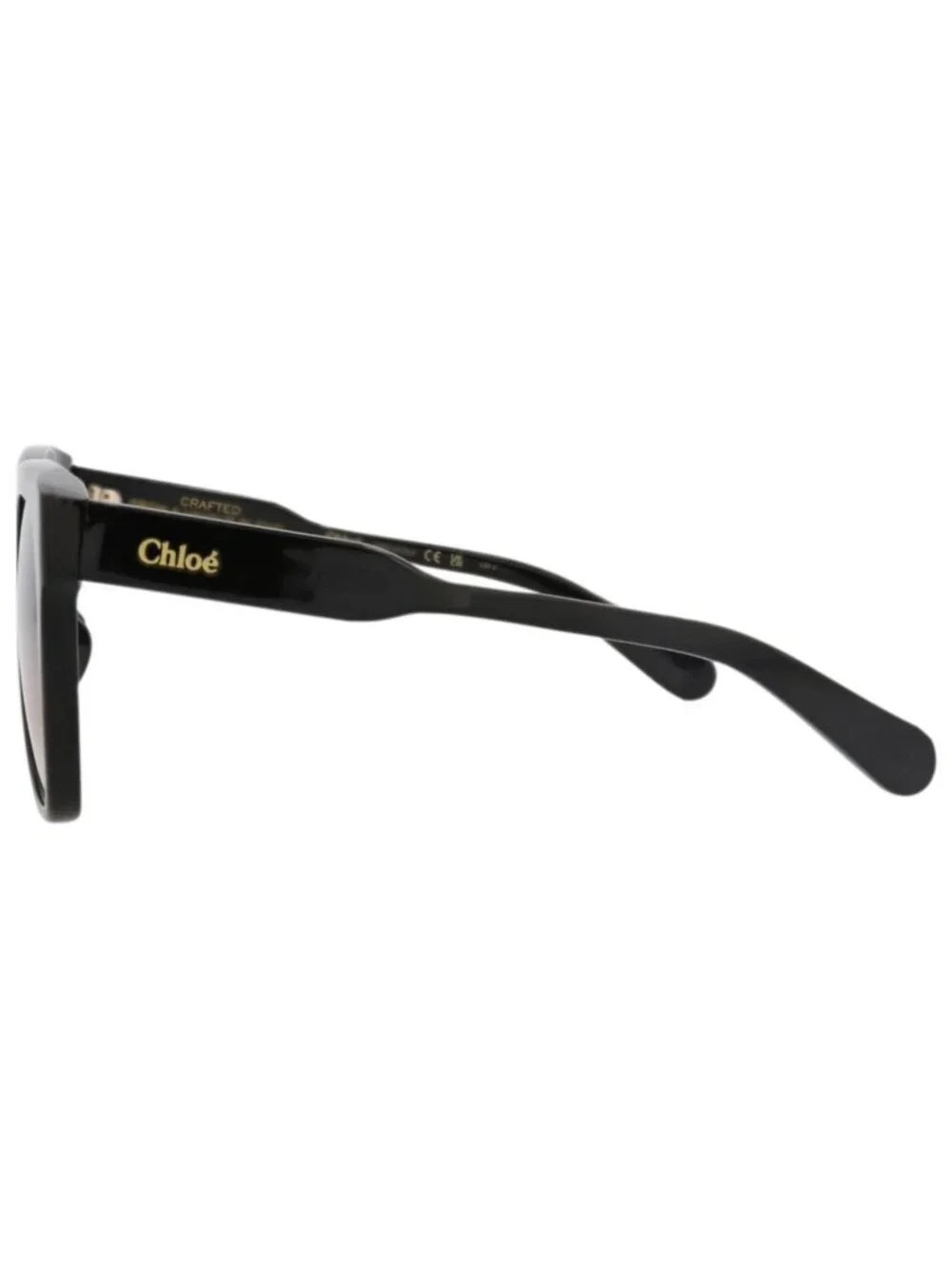New Chloé Women's Sunglasses Square Rectangle Recycled Acetate Frame Black Black
